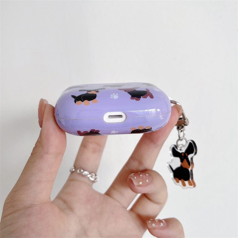 Purple Sausage Dog Bluetooth Wireless Earphone Case The Doxie World