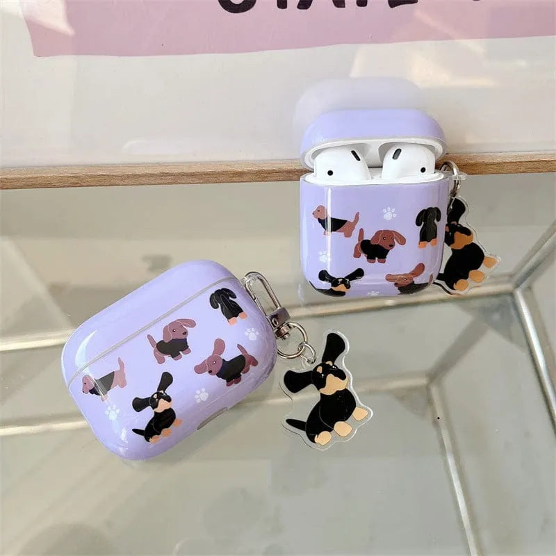Purple Sausage Dog Bluetooth Wireless Earphone Case The Doxie World