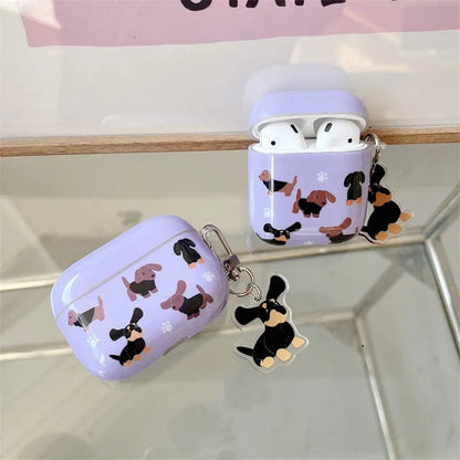 Purple Sausage Dog Bluetooth Wireless Earphone Case The Doxie World