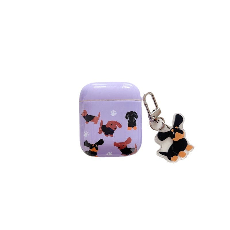 Purple Sausage Dog Bluetooth Wireless Earphone Case Purple Sausage Dog / Airpods 1or2 The Doxie World