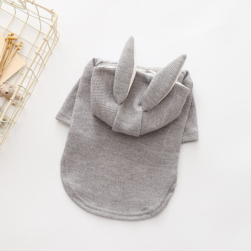 Rabbit Ears Hooded Dog Sweater Grey / L The Doxie World