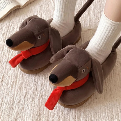 Red Scarf Dachshund Slippers The Doxie World