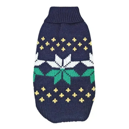 Reindeer Sweater for Sausage Dog Navy Leaf / 6 The Doxie World