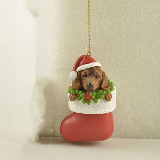 Resin Dachshund In Christmas Stockings Pendant The Dachshund The Doxie World