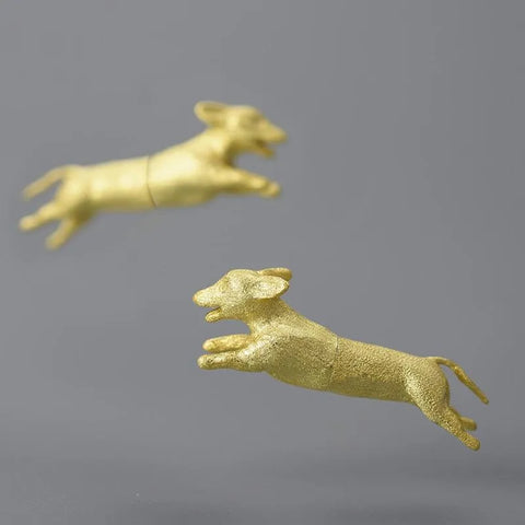 Running Dachshund Sterling Silver Earrings Gold The Doxie World