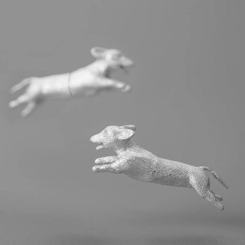 Running Dachshund Sterling Silver Earrings Silver The Doxie World
