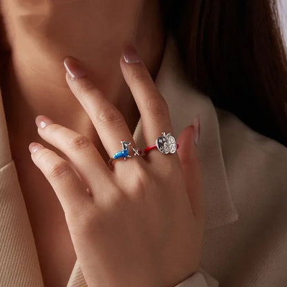 S925 Sterling Silver Christmas Sausage Dog Ring BSR721 E null