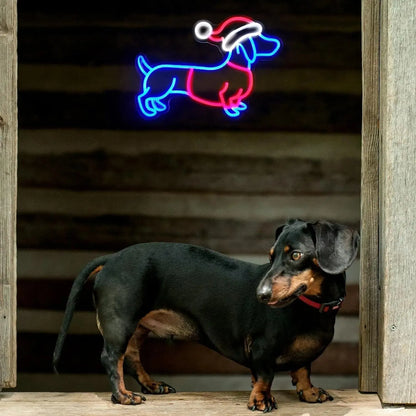 Santa Dachshund Neon Sign The Doxie World