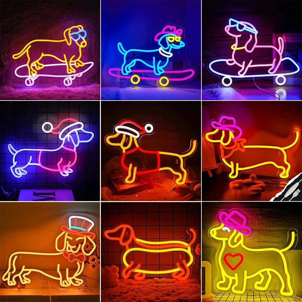 Santa Dachshund Neon Sign The Doxie World