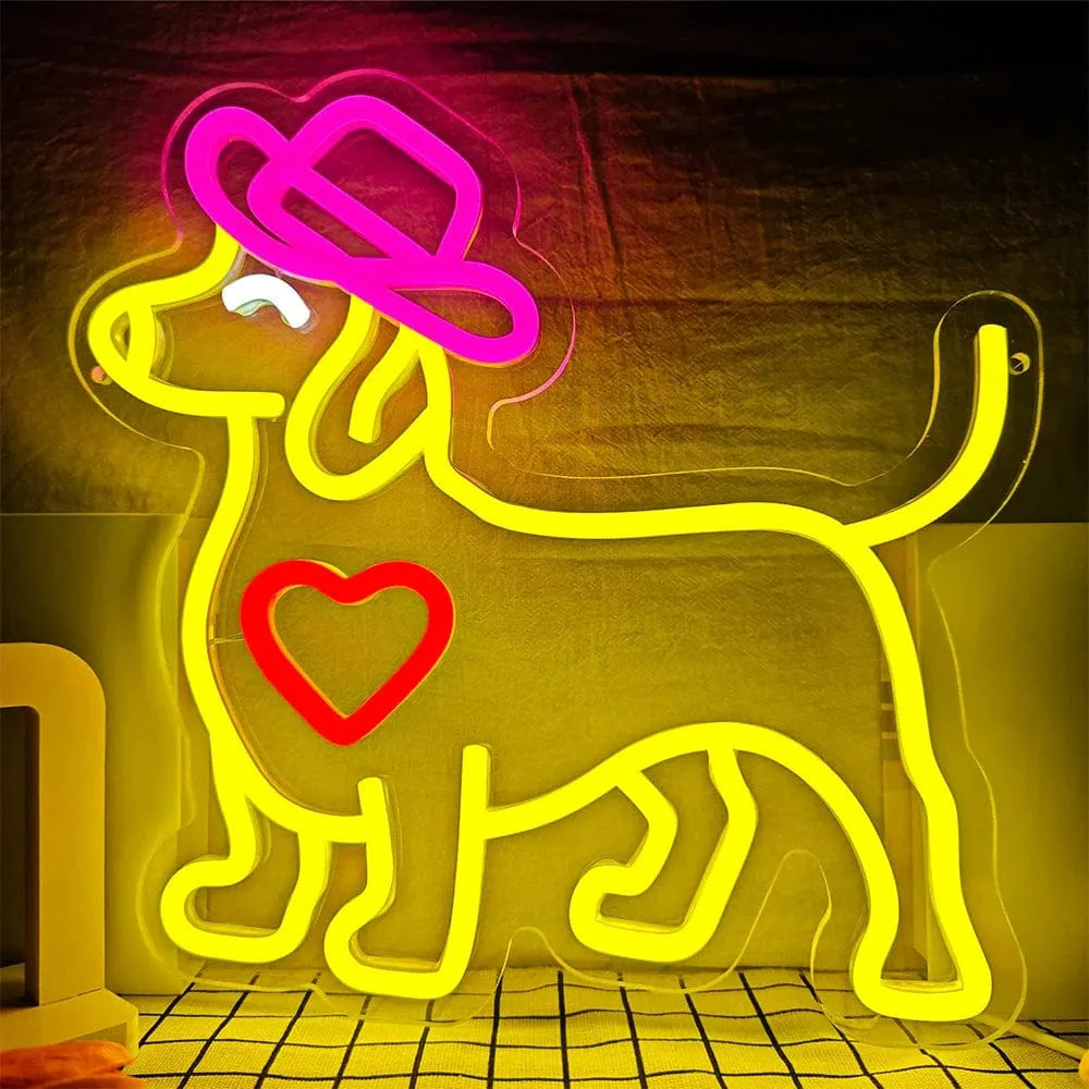 Santa Dachshund Neon Sign Dachshund  with Heart The Doxie World