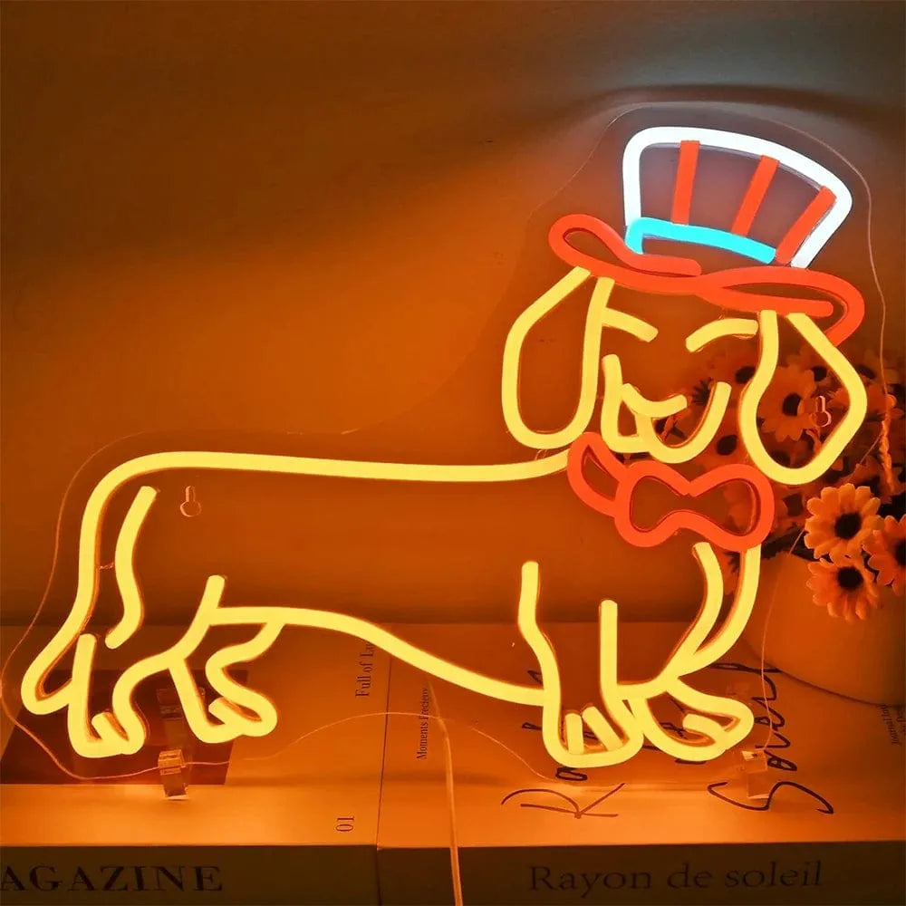 Santa Dachshund Neon Sign Dachshund with Hat The Doxie World