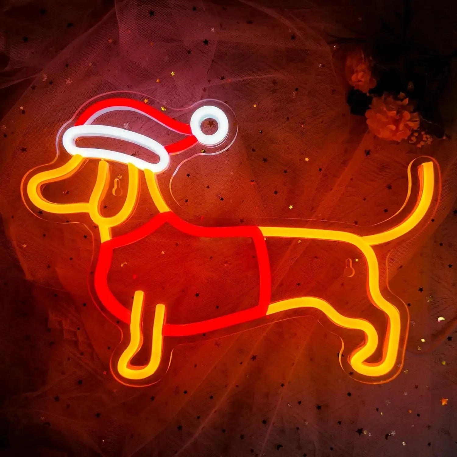 Santa Dachshund Neon Sign The Doxie World
