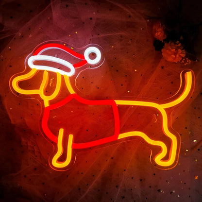 Santa Dachshund Neon Sign The Doxie World