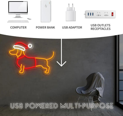 Santa Dachshund Neon Sign The Doxie World