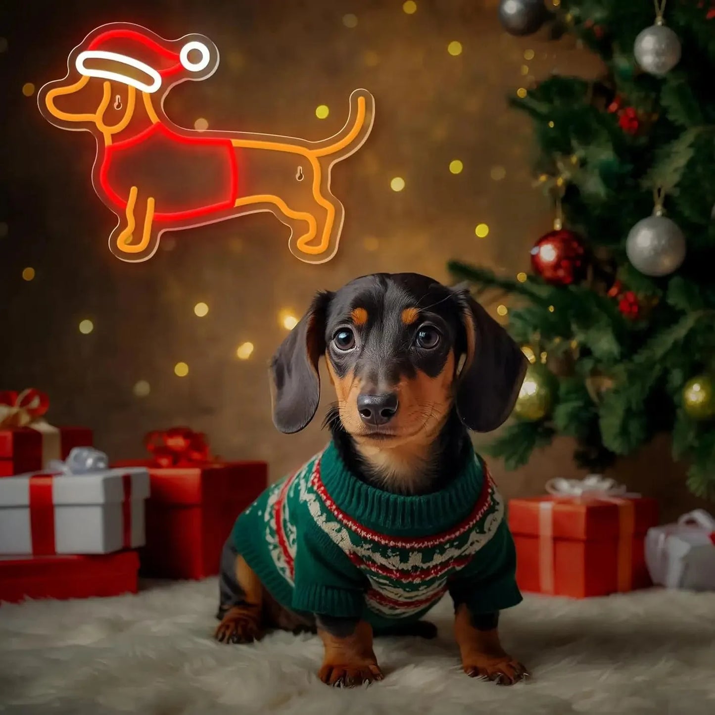 Santa Dachshund Neon Sign The Doxie World
