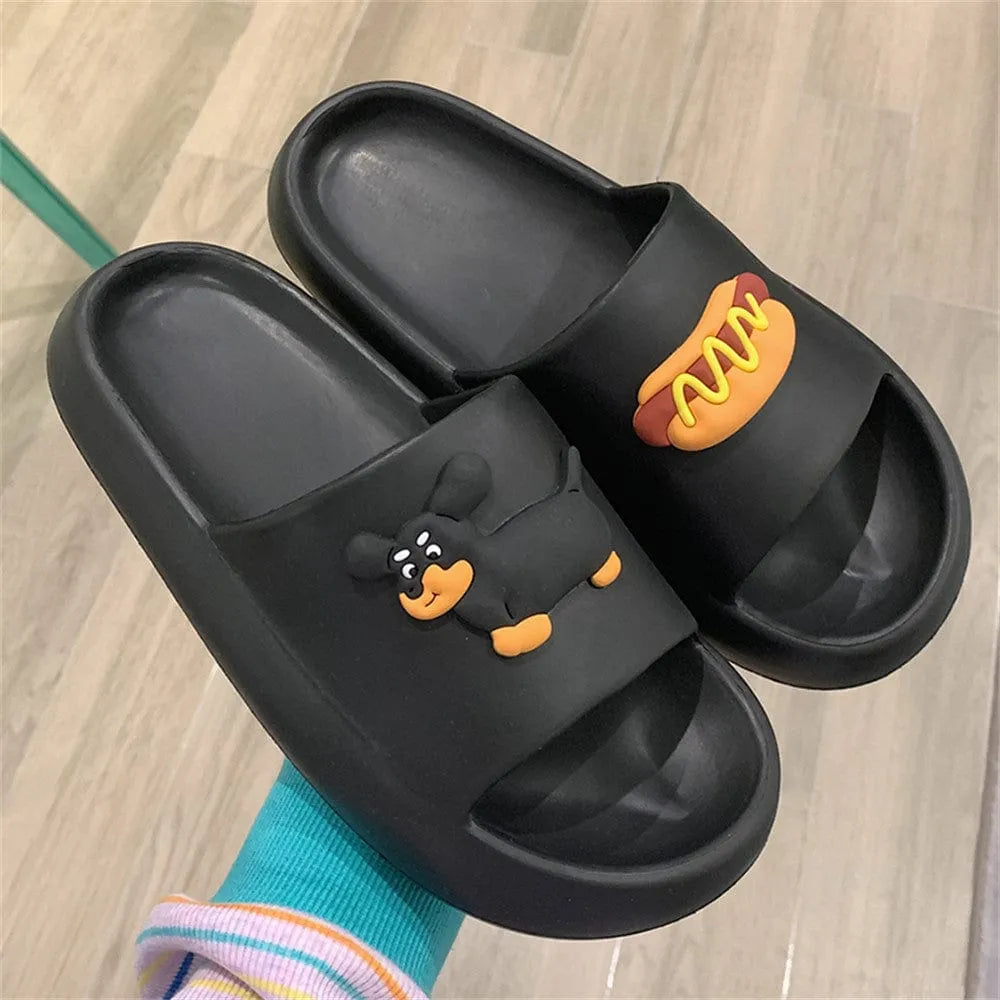 Summer Home Outdoor Wear Comfortable Slippers 36to37 / Black The Doxie World
