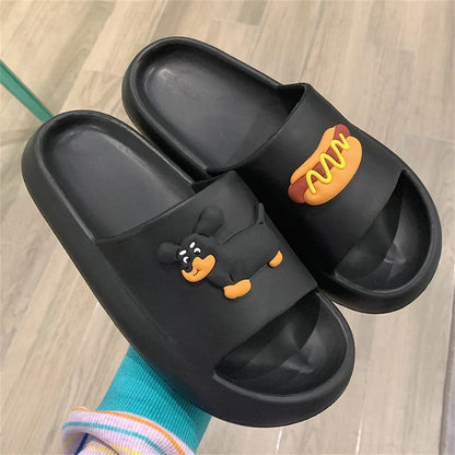 Summer Home Outdoor Wear Comfortable Slippers 36to37 / Black The Doxie World