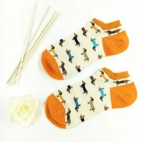 Sausage Dog Socks Short orange The Doxie World