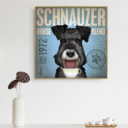 Schnauzer Vintage Canvas Poster Blue Schnauzer The Doxie World