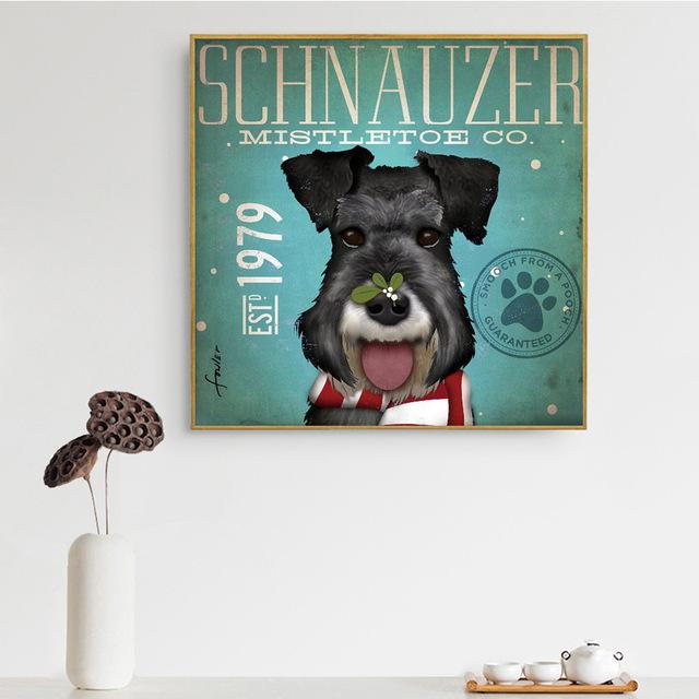 Schnauzer Vintage Canvas Poster Green Schnauzer The Doxie World