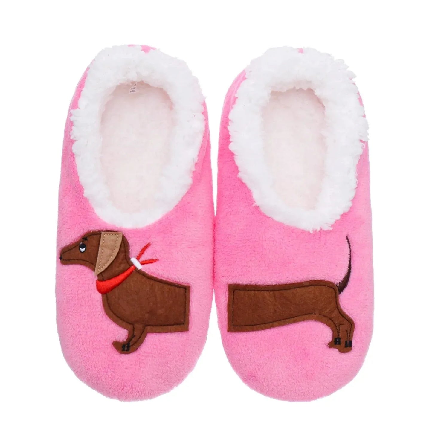 Sherpa-lined Dachshund Slippers Pink / S The Doxie World