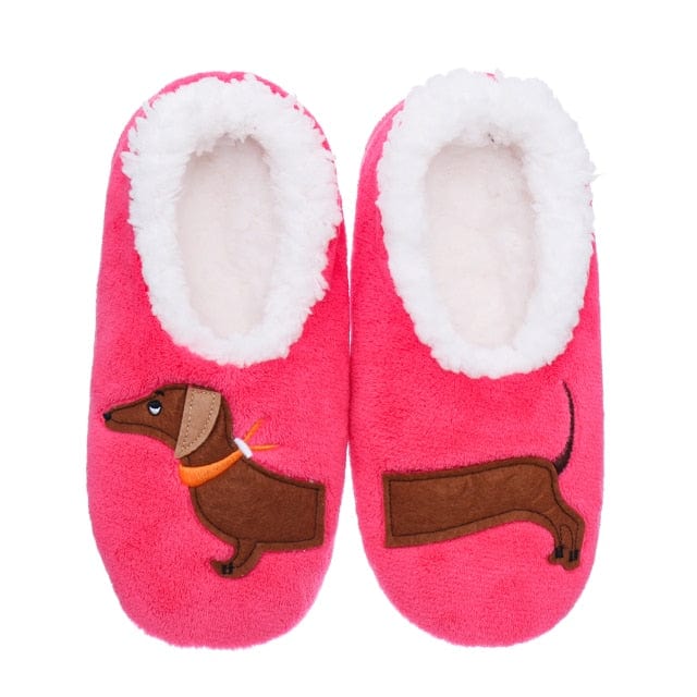 Sherpa-lined Dachshund Slippers Red / S The Doxie World