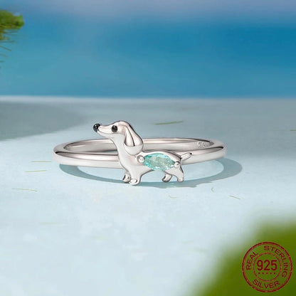 Silver Doxie Ring and Earrings Ring The Doxie World