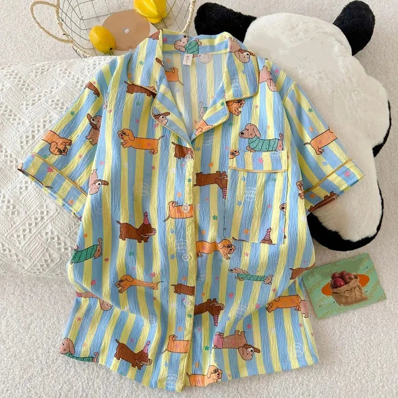 Striped Dachshund Pajama Set The Doxie World