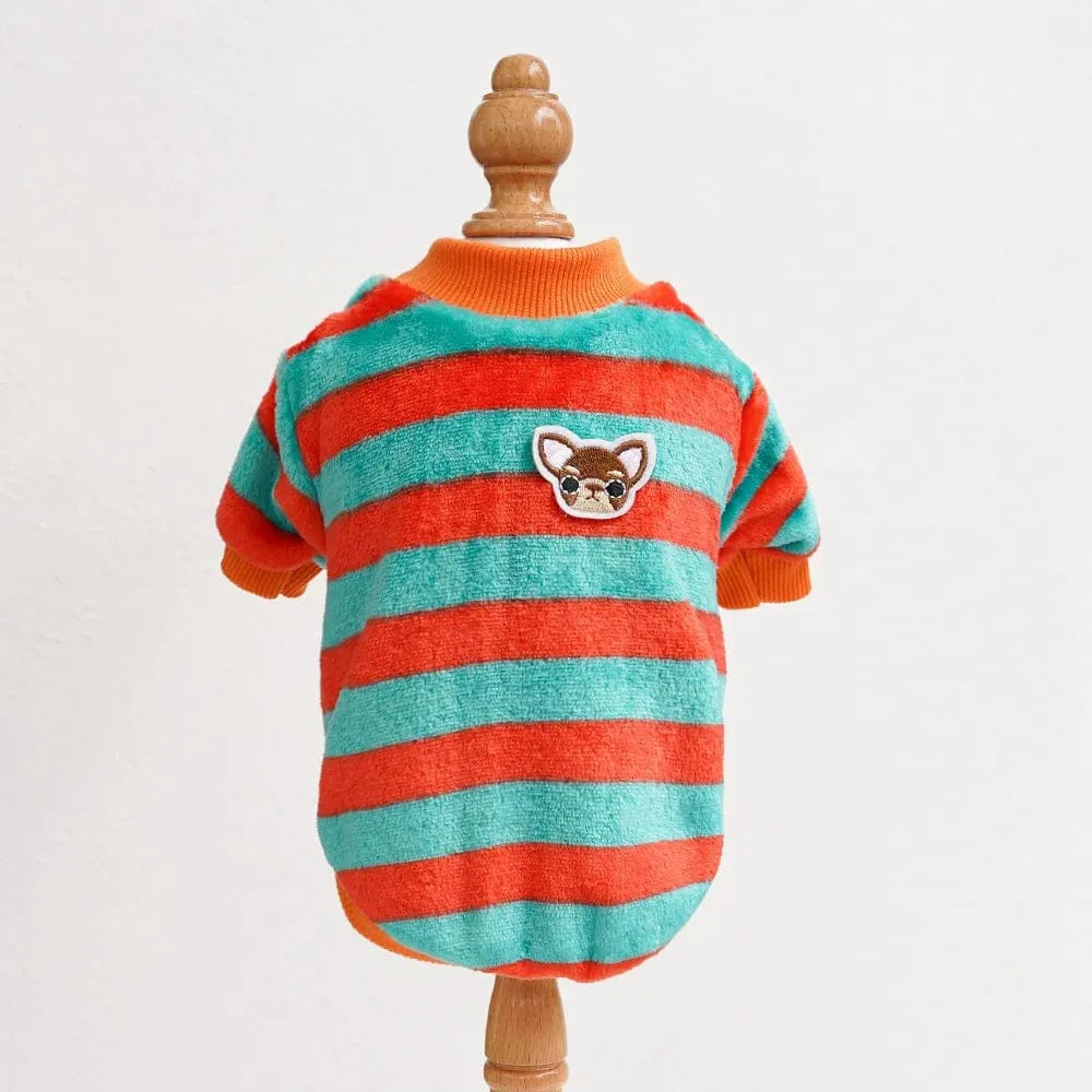 Striped Dachshund Sweater Green/Orange / XS The Doxie World