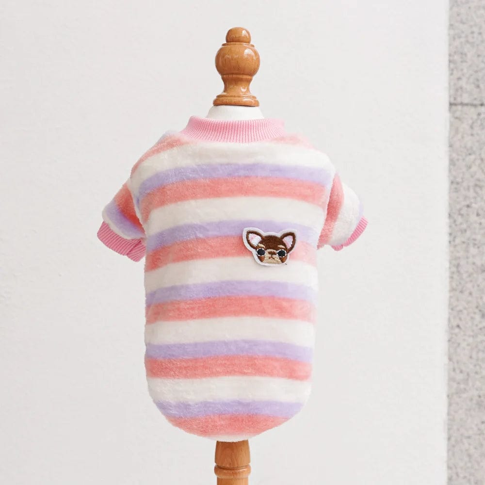 Striped Dachshund Sweater Pink/White / XS The Doxie World