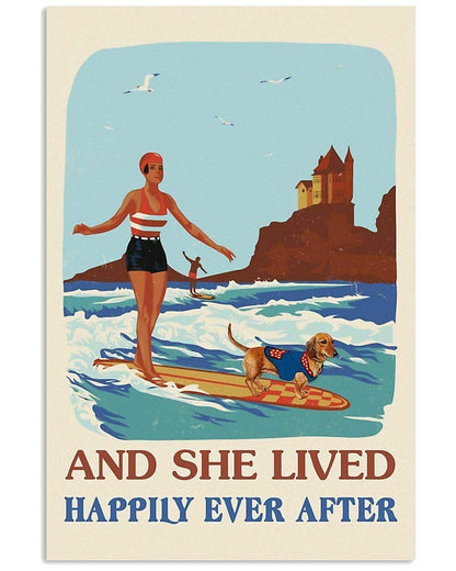 Surfing Dachshund Girl Poster A1 / CN / 20x30cm The Doxie World