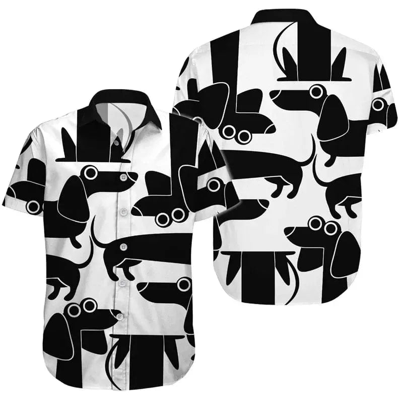Surfing Dachshund Shirt Black and White / XS The Doxie World