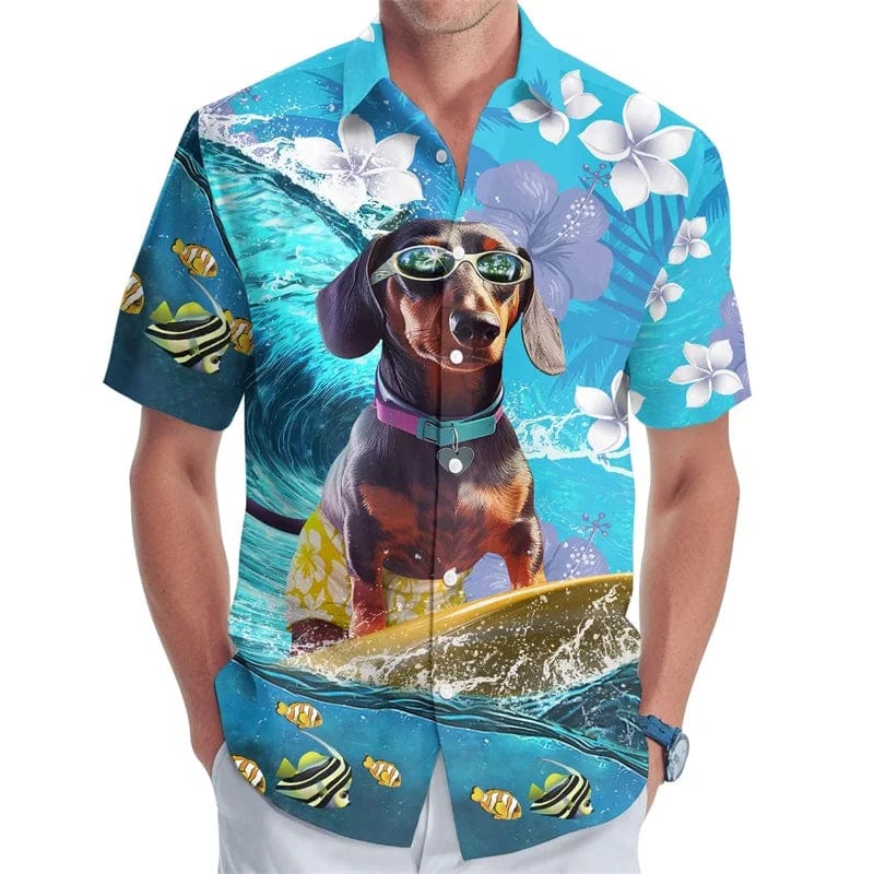 Surfing Dachshund Shirt Surfing Dachshund / XXL The Doxie World