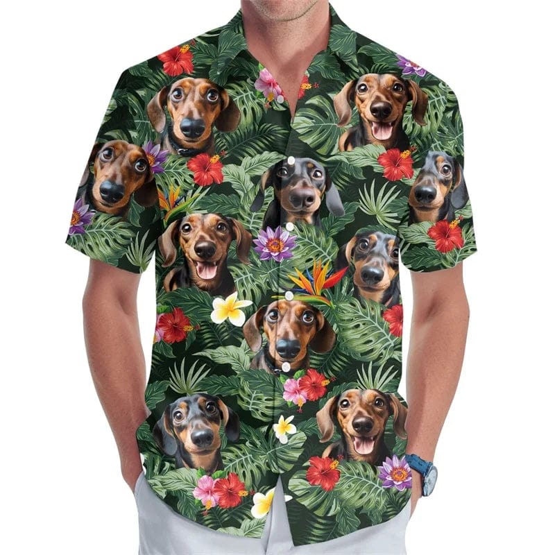 Surfing Dachshund Shirt Hawaiian Dachshund / L The Doxie World