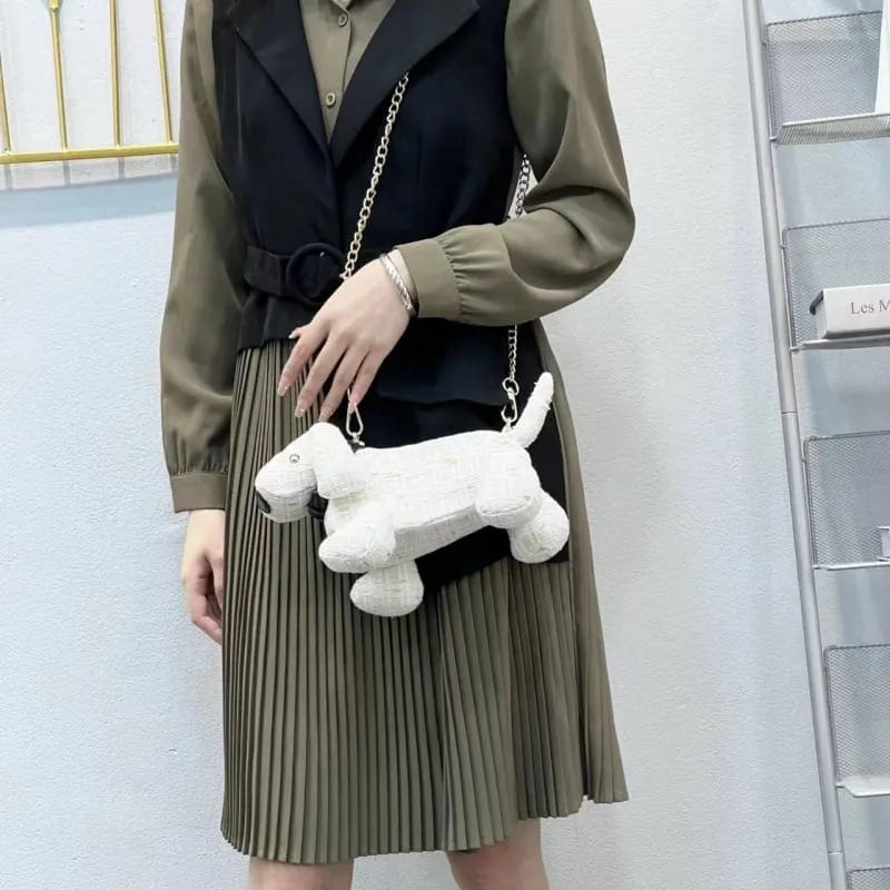 Tweed Dachshund Bag 24x16x16cm/9.44"x6.29"x6.29" The Doxie World