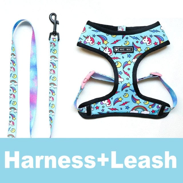 Unicorn Dachshund Harness and Leash Set Blue harness+leash / S The Doxie World