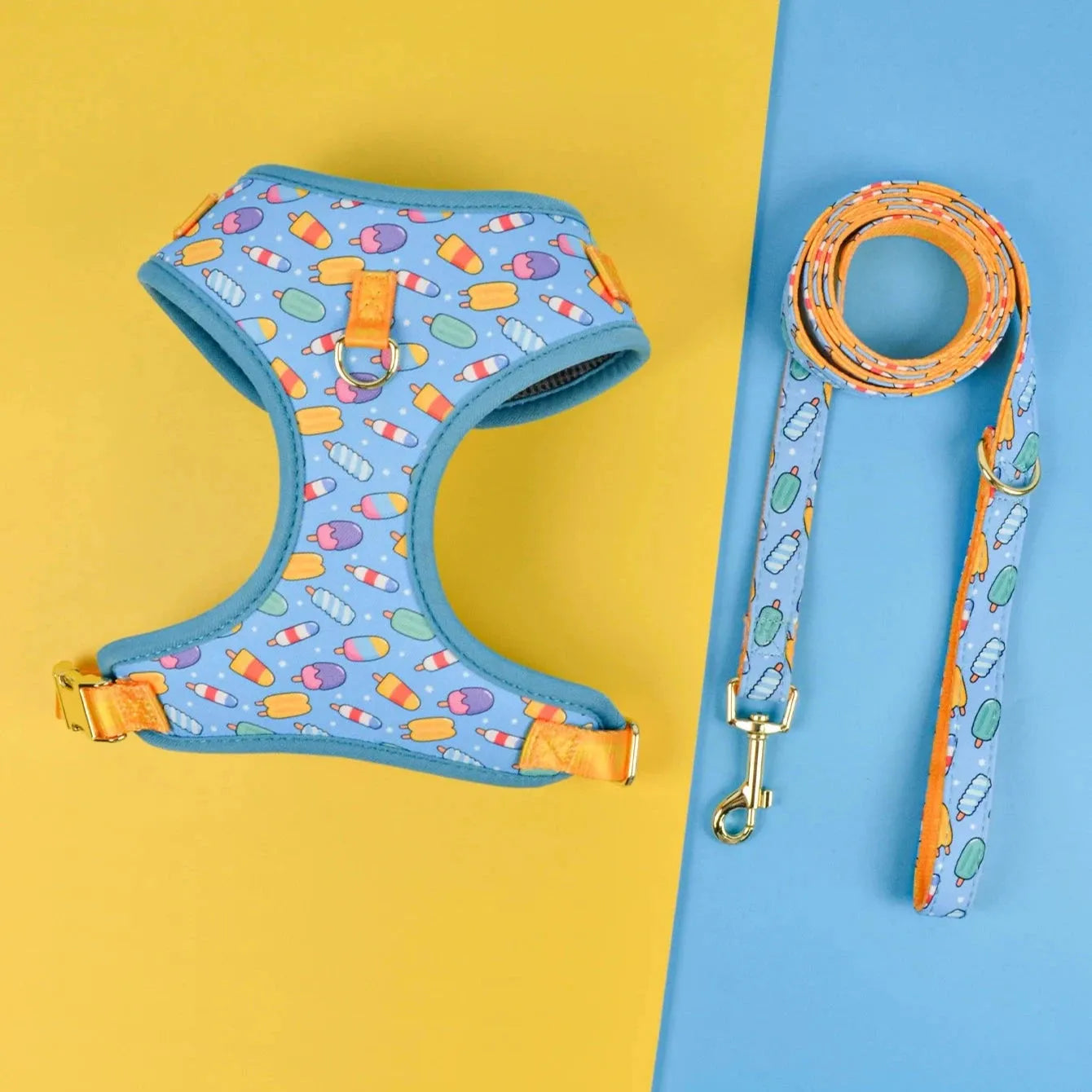 White Hearts Dachshund Harness Set Ice cream / S The Doxie World