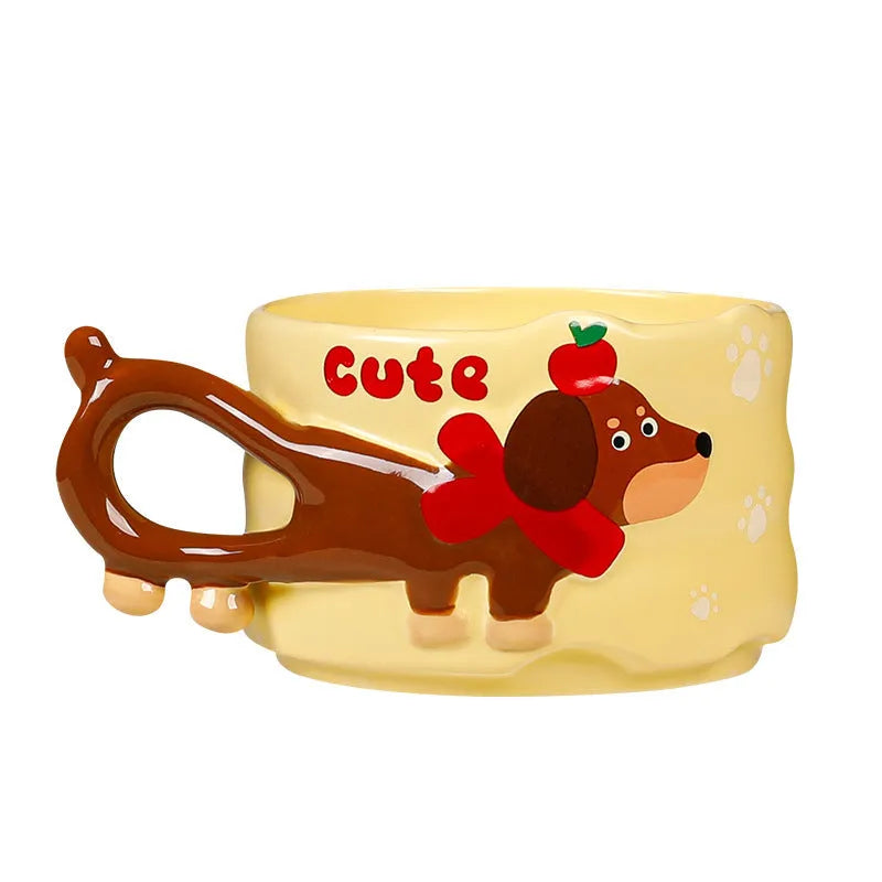 Winter Dachshund Mug Yellow / 380ml/ 12.8 oz The Doxie World