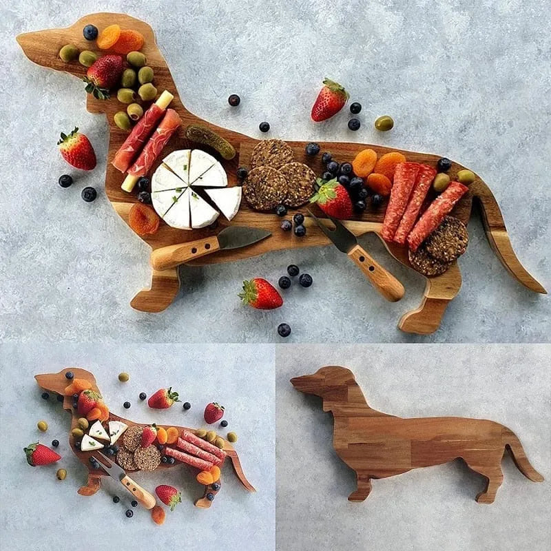 Wooden Dachshund Serving Board Wood / 40x22cm/16”x8.5” The Doxie World