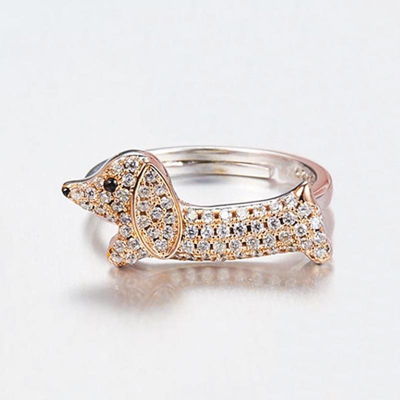 Sterling silver cheap dachshund ring